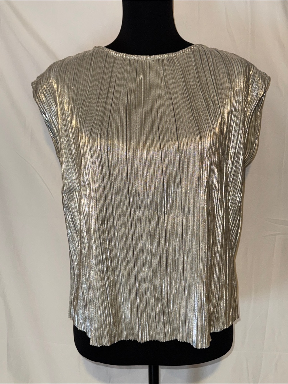 Cait Metallic Plisse Top